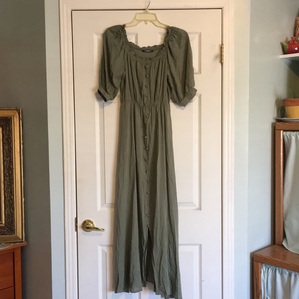 Sage/olive Boho Shein XS Maxi Dress NWOT